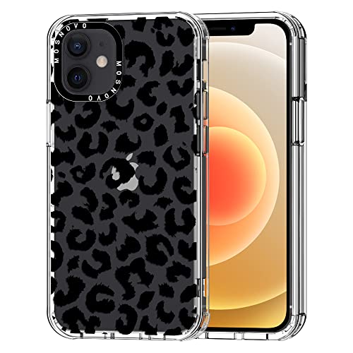 MOSNOVO für iPhone 12 & iPhone 12 Pro Hülle, [Buffertech 6,6 ft Drop Impact] [Anti Peel Off] Klare, stoßfeste TPU-Schutzhülle mit schwarzem Leopardenmuster von MOSNOVO