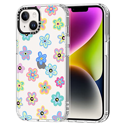 MOSNOVO für iPhone 14 Hülle – Durchsichtige, schlanke, stoßfeste TPU+PC-Handyhülle, [6,6 Fuß Fallschutz/Anti-Abziehen] - Groovy-Blume von MOSNOVO