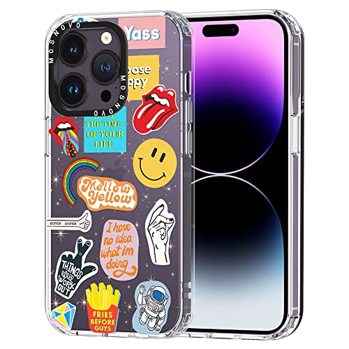 MOSNOVO für iPhone 14 Pro Hülle, [Buffertech 6,6 ft Drop Impact] [Anti Peel Off] Klare, stoßfeste TPU-Schutzhülle mit Popkultur-Design für iPhone 14 Pro von MOSNOVO