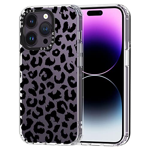 MOSNOVO für iPhone 14 Pro Hülle – Durchsichtige, schlanke, stoßfeste TPU+PC-Handyhülle, [6,6 Fuß Fallschutz/Anti-Abziehen] - Schwarzer Leoparden-Print von MOSNOVO