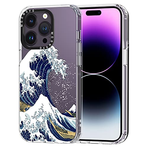 MOSNOVO für iPhone 14 Pro Hülle – Durchsichtige, schlanke, stoßfeste TPU+PC-Handyhülle, [6,6 Fuß Fallschutz/Anti-Abziehen] - Große Welle von MOSNOVO