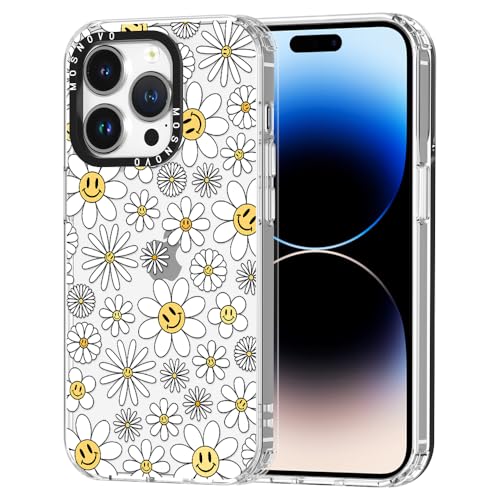 MOSNOVO für iPhone 14 Pro Hülle – Durchsichtige, schlanke, stoßfeste TPU+PC-Handyhülle, [6,6 Fuß Fallschutz/Anti-Abziehen] - Fröhliche Gänseblümchen-Blüten von MOSNOVO