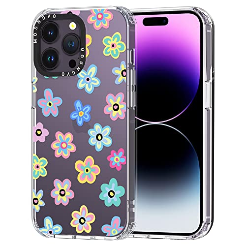 MOSNOVO für iPhone 14 Pro Max Hülle, [Buffertech 6,6 ft Drop Impact] [Anti Peel Off] Klare, stoßfeste TPU-Schutzhülle mit Bumper-Schutzhülle mit Groovy-Blumen-Design für iPhone 14 Pro Max von MOSNOVO