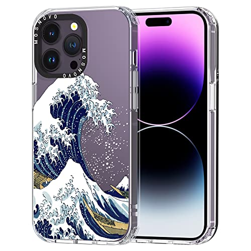 MOSNOVO für iPhone 14 Pro Max Hülle – Durchsichtige, schlanke, stoßfeste TPU+PC-Handyhülle, [6,6 Fuß Fallschutz/Anti-Abziehen] - Große Welle von MOSNOVO