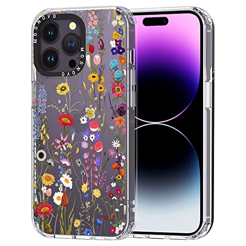 MOSNOVO für iPhone 14 Pro Max Hülle – Durchsichtige, schlanke, stoßfeste TPU+PC-Handyhülle, [6,6 Fuß Fallschutz/Anti-Abziehen] - Wildblumenwiese von MOSNOVO