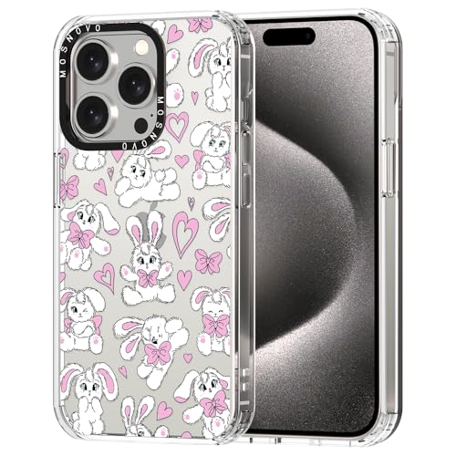 MOSNOVO für iPhone 15 Pro Hülle – Durchsichtige, schlanke, stoßfeste TPU+PC-Handyhülle, [6,6 Fuß Fallschutz/Anti-Abziehen] - Häschen von MOSNOVO