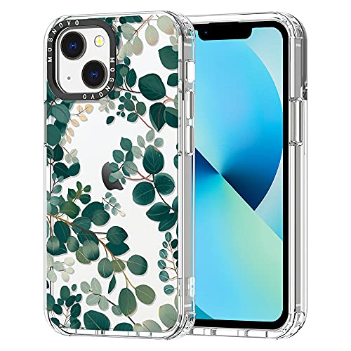 MOSNOVO iPhone 13 Hülle, Eukalyptus Muster TPU Bumper mit Klar Hart Plastik Hülle Durchsichtig Schutzhülle Transparent für iPhone 13 Case von MOSNOVO