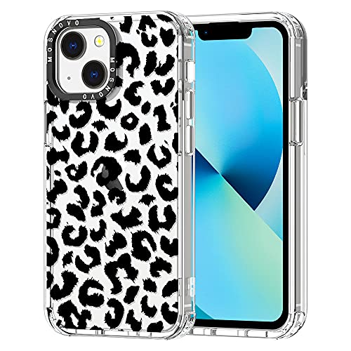MOSNOVO iPhone 13 Hülle, Schwarzer Leoparden-Print Muster TPU Bumper mit Klar Hart Plastik Hülle Durchsichtig Schutzhülle Transparent für iPhone 13 Case von MOSNOVO