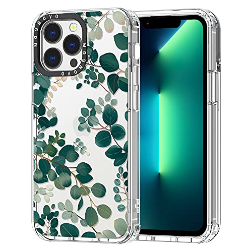 MOSNOVO iPhone 13 Pro Hülle, Eukalyptus Muster TPU Bumper mit Klar Hart Plastik Hülle Durchsichtig Schutzhülle Transparent für iPhone 13 Pro Case von MOSNOVO