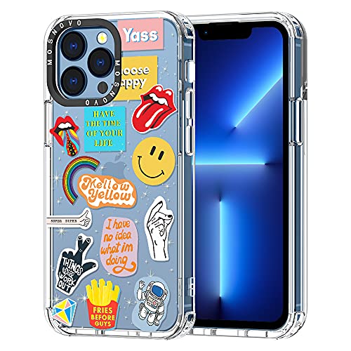 MOSNOVO iPhone 13 Pro Hülle, Gute Stimmung Muster TPU Bumper mit Klar Hart Plastik Hülle Durchsichtig Schutzhülle Transparent für iPhone 13 Pro Case von MOSNOVO