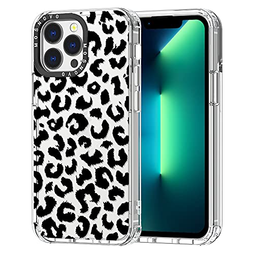 MOSNOVO iPhone 13 Pro Hülle, Schwarzer Leoparden-Print Muster TPU Bumper mit Klar Hart Plastik Hülle Durchsichtig Schutzhülle Transparent für iPhone 13 Pro Case von MOSNOVO