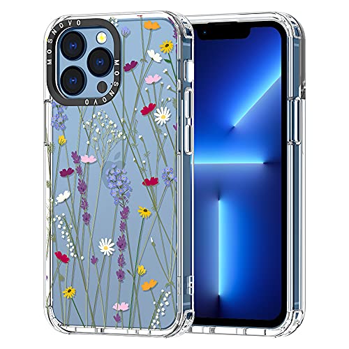 MOSNOVO für iPhone 13 Pro Hülle – Durchsichtige, schlanke, stoßfeste TPU+PC-Handyhülle, [6,6 Fuß Fallschutz/Anti-Abziehen] - Blumengarten von MOSNOVO