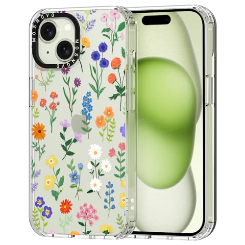 MOSNOVO iPhone 15 Hülle, Botanische Blume Muster TPU Bumper mit Klar Hart Plastik Hülle Durchsichtig Schutzhülle Transparent für iPhone 15 Case von MOSNOVO