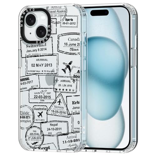 MOSNOVO iPhone 15 Hülle, Flugmarken Muster TPU Bumper mit Klar Hart Plastik Hülle Durchsichtig Schutzhülle Transparent für iPhone 15 Case von MOSNOVO