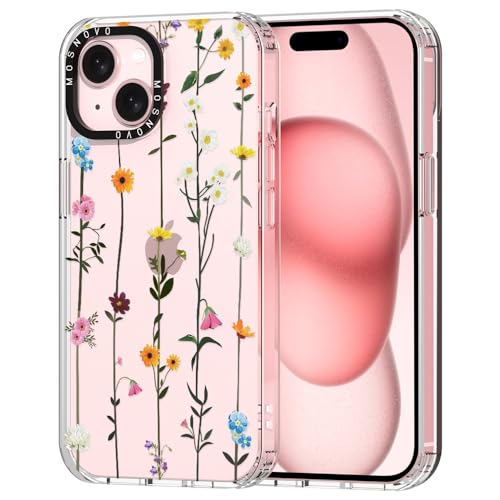 MOSNOVO iPhone 15 Hülle, Wilde Blume Muster TPU Bumper mit Klar Hart Plastik Hülle Durchsichtig Schutzhülle Transparent für iPhone 15 Case von MOSNOVO