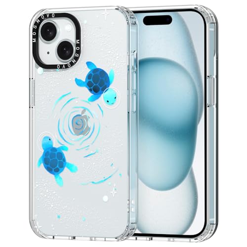 MOSNOVO iPhone 15 Hülle, Wirbel-Weltraumschildkröte Muster TPU Bumper mit Klar Hart Plastik Hülle Durchsichtig Schutzhülle Transparent für iPhone 15 Case von MOSNOVO