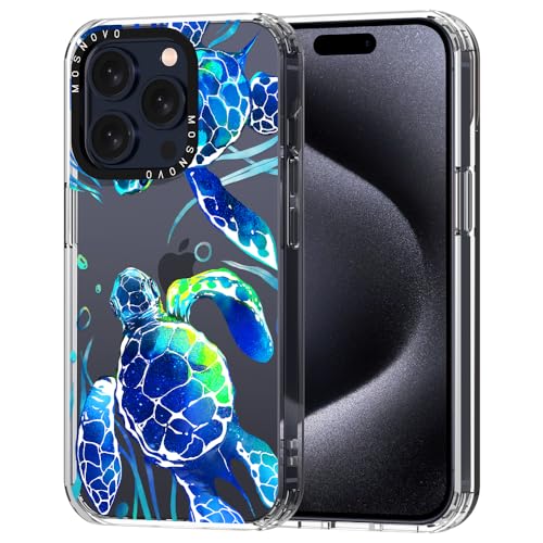 MOSNOVO iPhone 15 Pro Hülle, Meeresschildkröte Muster TPU Bumper mit Klar Hart Plastik Hülle Durchsichtig Schutzhülle Transparent für iPhone 15 Pro Case von MOSNOVO