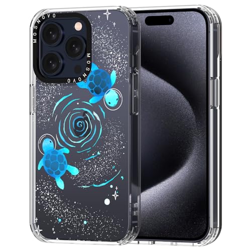 MOSNOVO iPhone 15 Pro Hülle, Wirbel-Weltraumschildkröte Muster TPU Bumper mit Klar Hart Plastik Hülle Durchsichtig Schutzhülle Transparent für iPhone 15 Pro Case von MOSNOVO