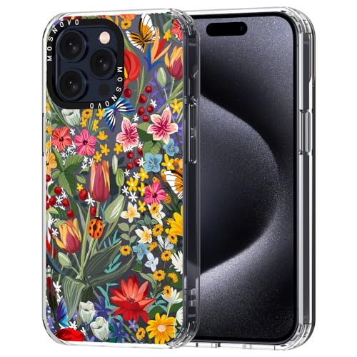 MOSNOVO iPhone 15 Pro Max Hülle, Geheimer Garten Muster TPU Bumper mit Klar Hart Plastik Hülle Durchsichtig Schutzhülle Transparent für iPhone 15 Pro Max Case von MOSNOVO