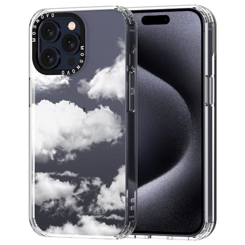 MOSNOVO iPhone 15 Pro Max Hülle, Wolke Muster TPU Bumper mit Klar Hart Plastik Hülle Durchsichtig Schutzhülle Transparent für iPhone 15 Pro Max Case von MOSNOVO