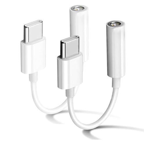 Apple MFi Zertifiziert 2 Pack USB C auf 3.5mm Kopfhörer Jack Adapter für iPhone 16/15/15 Pro/Pro Max/Plus, Typ C Aux Dongle Kabel für Samsung Galaxy S23/S23/S22/S21Ultra, MacBook, Note (weiß) von MOSON