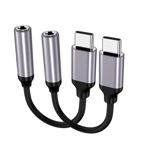 Apple MFi Zertifiziert 2 Pack USB C auf 3.5mm Kopfhörer Jack Adapter für iPhone 16/15/15 Pro/Pro Max/Plus, Typ C Aux Dongle Kabel für Samsung Galaxy S23/S23/S22/S21Ultra, MacBook, Note (grau) von MOSON