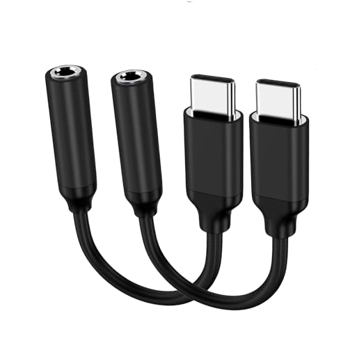 Apple MFi Zertifiziert 2 Pack USB C auf 3.5mm Kopfhörer Jack Adapter für iPhone 16/15/15 Pro/Pro Max/Plus, Typ C Aux Dongle Kabel für Samsung Galaxy S23/S23/S22/S21Ultra, MacBook, Note (schwarz) von MOSON
