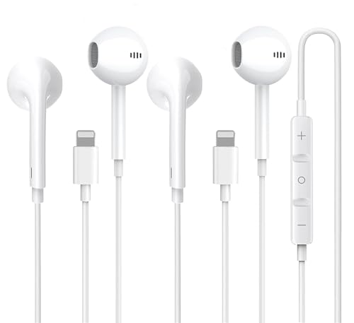 MOSON 2 Stück iPhone Kopfhörer mit Kabel, [MFi Zertifiziert] In-Ear Kopfhörer Lightning Ohrhörer Kompatibel mit iPhone 7/8/X/11/12/13/14/Pro/Pro Max Ipad von MOSON