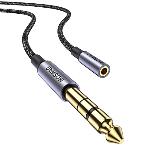 MOSWAG 1/4 auf 3,5 mm 2M Stereo Audio Jack Adapter, 6,35 mm 1/4 Stecker auf 3,5 mm Buchse für Verstärker, Gitarrenverstärker, Klaviertastatur, Heimkino, Kopfhörer und mehr von MOSWAG