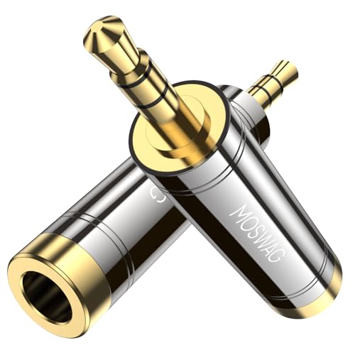 MOSWAG 3,5 mm auf 6.35 mm Stereo Adapter, 6.35mm Klinken Buchse auf 3.5mm Klinkenstecker aux Stereo Audio Adapter für Kopfhörer oder Lautsprecher,Gitarre, Klavier, Laptop (2 Pack) von MOSWAG
