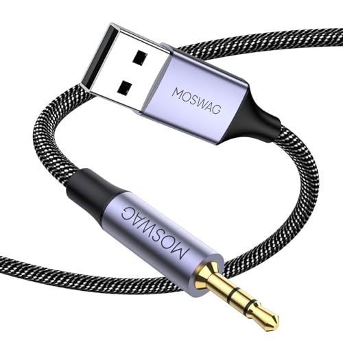 MOSWAG 2.5mm zu USB, USB zu 2.5 mm Audio Jack Adapter, USB Stecker zu 2.5mm Stecker AUX Stereo Audio Konverter, Nylon geflochtene Kopfhörer Verlängerungskabel für Windows,Linux,Android,Kopfhörer von MOSWAG