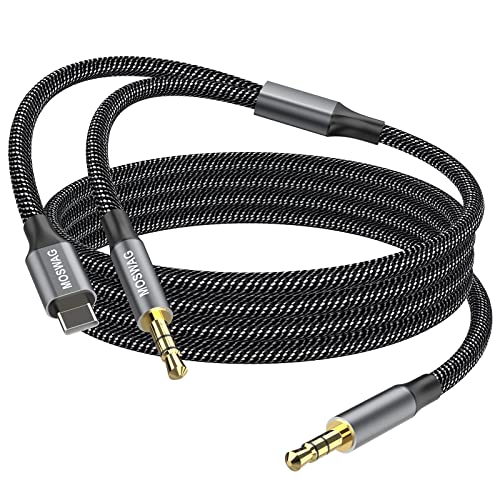 MOSWAG 2in1 3,5mm auf 3,5mm Aux Kabel 1m Aux Audio Klinkenkabel mit USB C zu AUX Aux Audio Eingangsadapter AUX Stecker auf Stecker Kabel für Kopfhöre, Auto, Heim-Stereo-Lautsprecher von MOSWAG