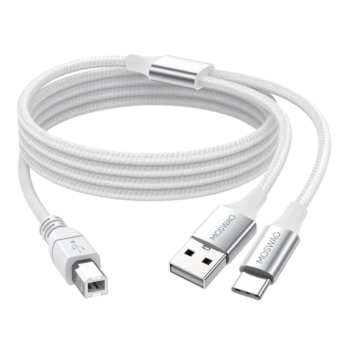 MOSWAG 2in1 USB2.0 Druckerkabel Midikabel Druckerkabel USB C auf MIDI Kabel A Stecker auf B Stecker USB C Scannerkabel Kompatibel mit Musikinstrument, Klavier, MIDI Keyboard, USB Mikrofon von MOSWAG