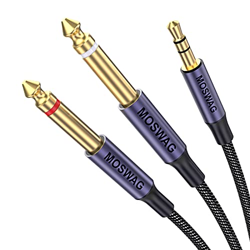 MOSWAG 3,5 mm 1/8 "TRS auf Dual 6,35 mm 1/4" TS Mono Y-Kabel Splitterkabel 10M Splitterkabel, Stereo-Audiokabel, kompatibel mit Multimedia-Lautsprechern für iPhone iPod Laptops und Heim-Stereosysteme von MOSWAG