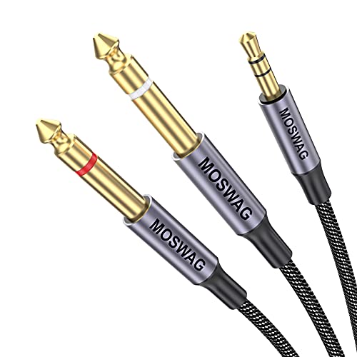 MOSWAG 3,5 mm 1/8 "TRS auf Dual 6,35 mm 1/4" TS Mono Y-Kabel Splitterkabel 2 m Splitterkabel, Stereo-Audiokabel, kompatibel mit Multimedia-Lautsprechern für iPhone iPod Laptops und Heim-Stereosysteme von MOSWAG