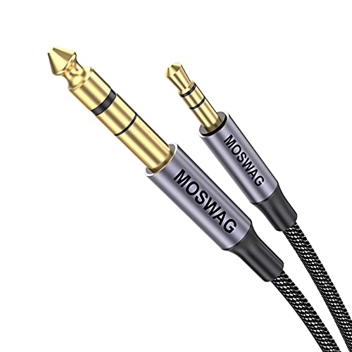 MOSWAG 3,5 mm auf 6,35 mm Stereo Klinke stecker Kabel 3 M, 6,35 mm auf 3,5 mm TRS Stereo Audio Kabel für iPod Laptop, Heimkino-Geräte und Verstärker etc von MOSWAG