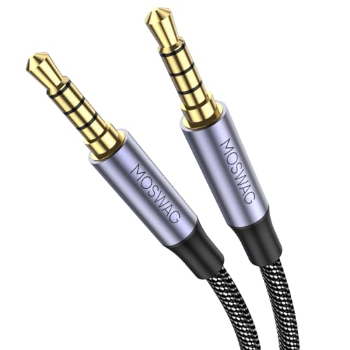 MOSWAG 3,5mm Audiokabel 2m Stecker auf Stecker Audiokabel 4-poliges Stereo-Aux-Kabel Aux-Kabel Aux-Kabel für Kopfhörer,PS4,Smartphone,Tablet,Kopfhörer,PC,Laptop und mehr von MOSWAG