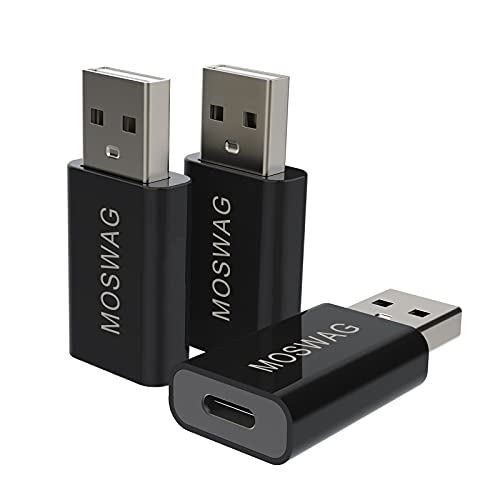 MOSWAG 3 Packs USB C auf USB Adapter USB Stecker auf USB C Buchse Adapter USB C Adapter Kompatibel mit Mag Safe Ladegerät,i Mac,Mac Book Pro,Mac Book,Laptops,PC,Computer und mehr von MOSWAG