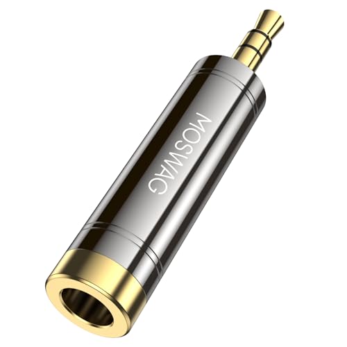 MOSWAG 3.5 auf 6.35 TRS Adapter, 6.35 auf 3,5 mm Stereo Adapter, 3,5 Klinke auf 6,35 Buchse Klinkenadapter Konvertiert für Kopfhörer, Klavier, Gitarre, Verstärker, Laptops, MP3, MP4 (1 Pack) von MOSWAG