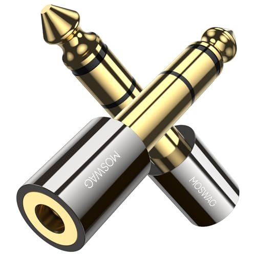 MOSWAG Klinke Adapter, 3.5mm auf 6.35mm 2 Stück, 6,35mm Stecker auf 3,5mm Klinke Buchse Stereo Kopfhörer Adapter für Kopfhörer, Keyboard, Gitarre, Lautsprecher, Klavier, Mixer und mehr MOSWAG Klinke Adapter, 3.5mm auf 6.35mm 2 Stück, 6,35mm Stecker auf 3,5mm Klinke Buchse Stereo Kopfhörer Adapter für Kopfhörer, Keyboard, Gitarre, Lautsprecher, Klavier, Mixer und mehr von MOSWAG
