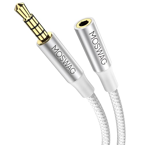 MOSWAG 3.5mm Stecker zu Buchse Verlängerungskabel mit Mikrofon Stereo Audio Adapter Nylon geflochten Kompatibel für Heim/Auto Stereos Smartphones Kopfhörer Tablets Media Player und mehr von MOSWAG