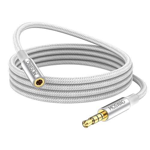 MOSWAG 3.5mm Stecker zu Buchse Verlängerungskabel mit Mikrofon Stereo Audio Adapter Nylon geflochten Kompatibel für Heim/Auto Stereos Smartphones Kopfhörer Tablets Media Player und mehr von MOSWAG