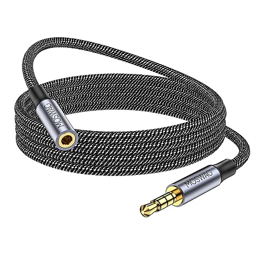 MOSWAG 3.5mm Stecker zu Buchse Verlängerungskabel mit Mikrofon Stereo Audio Adapter Nylon geflochten Kompatibel für Heim/Auto Stereos Smartphones Kopfhörer Tablets Media Player und mehr von MOSWAG