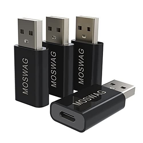 MOSWAG 4 Packs USB C auf USB Adapter USB Stecker auf USB C Buchse Adapter USB C Adapter Kompatibel mit Mag Safe Ladegerät,i Mac,Mac Book Pro,Mac Book,Laptops,PC,Computer und mehr von MOSWAG