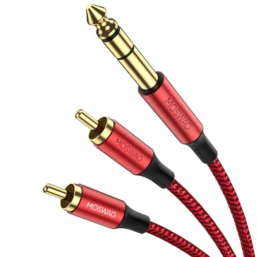 MOSWAG 6,3 mm Klinke auf Cinch Kabel, Cinch-Audiokabel 10M, Klinkenkabel, Klinkenstecker auf 2 x Cinch-Stecker für Amp, Mixer, Loutsprecher und Stereo System von MOSWAG