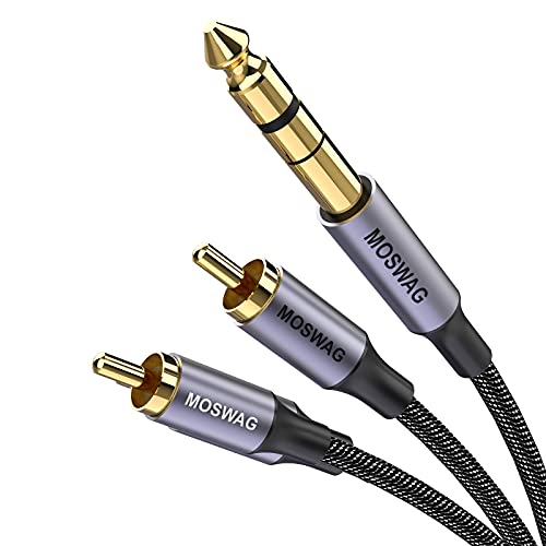 MOSWAG 6,35 mm TRS zu Dual RCA Audio Kabel, Kupferschale Schwerlast 6,35 mm 1/4 Zoll Männlich TRS zu 2 RCA Männlich Stereo Audio Y Splitter Kabel von MOSWAG