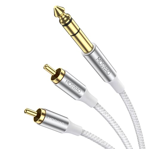 MOSWAG 6,35 mm TRS zu Dual RCA Audio Kabel, Kupferschale Schwerlast 6,35 mm 1/4 Zoll Männlich TRS zu 2 RCA Männlich Stereo Audio Y Splitter Kabel von MOSWAG