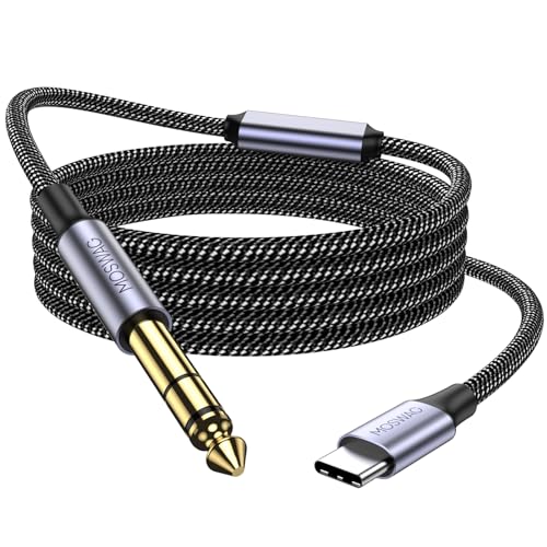 MOSWAG 6.35mm 1/4 Zoll TRS USB C Kabel (1M) Professionelles USB C Kabel zu 1/4 Audio, Nylon geflochtenes Aufnahmekabel für Google Pixel 4XL, Galaxy Note 10+/S20+, Lautsprecher von MOSWAG