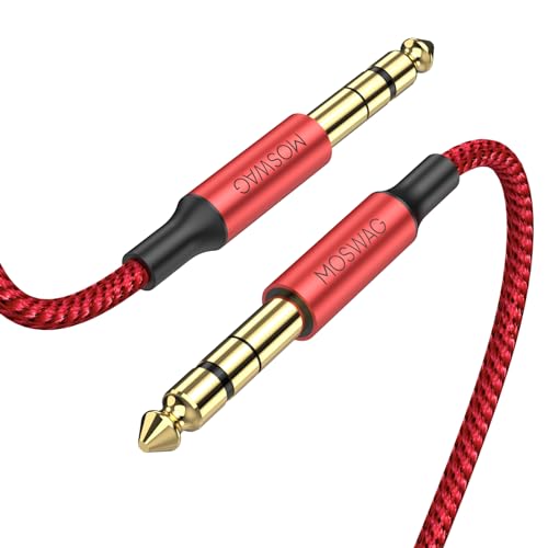 MOSWAG 6.35mm Gitarre Audio Kabel 1M, 6.35mm Klinke Audio Kabel Nylon Geflochten für E-Gitarre, Elektronisches Klavier, Bassverstärker, Bass, Tasteninstrumen etc von MOSWAG