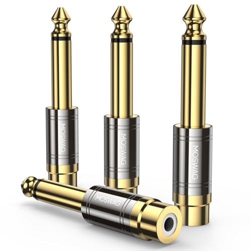 MOSWAG RCA auf 6.35mm Adapter, 6.35mm Stecker Mono TS auf RCA Buchse Interconnect Audio Adapter Konvertierungsstecker für Kopfhörer, Mikrofone, Verstärker, E-Piano, Gitarre und mehr(4 Pack) von MOSWAG